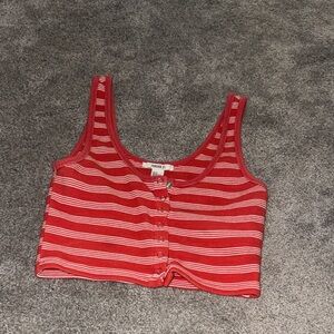 Forever 21 Red and White Striped Crop Top